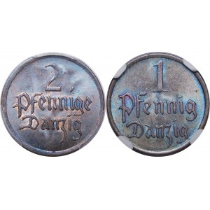 Set, 2 fenigs 1926 1 fenig 1937