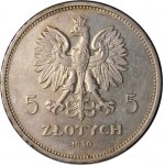 5 złotych Sztandar 1930 - STEMPEL GŁĘBOKI - RZADKA I PIĘKNA