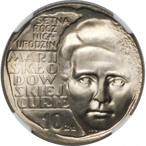 10 złotych Skłodowska 1967 - WYŚMIENITA - TYLKO 2 SZT. w MS68