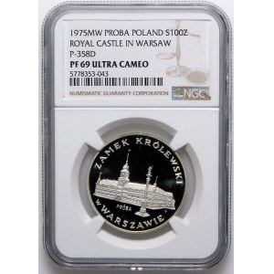 Sample 100 gold Royal Castle in Warsaw 1975 - silver