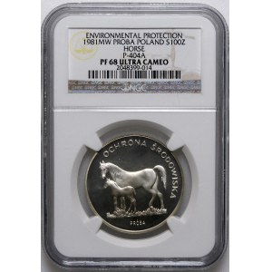 100 gold sample Horses 1981 - silver