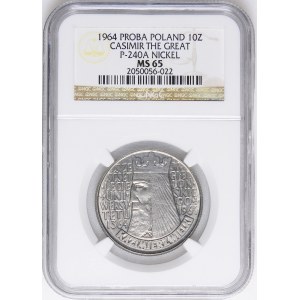 PRÓBA NIKIEL 10 złotych 1964 Kazimierz Wielki