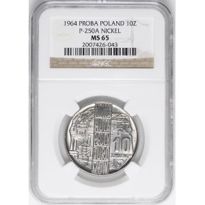 PRÓBA NIKIEL 10 złotych 1964 Nowa Huta Płock Turoszów