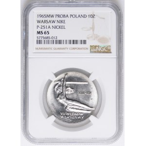 PRÓBA NIKIEL 10 złotych 1965 VII Wieków Warszawy Nike