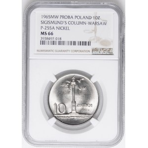 PRÓBA NIKIEL 10 złotych 1965 Kolumna Zygmunta