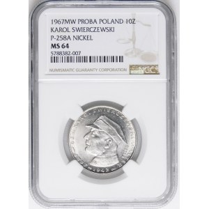 PRÓBA NIKIEL 10 złotych 1967 Karol Świerczewski