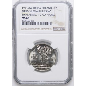 PRÓBA NIKIEL 10 złotych 1971 Powstanie Śląskie