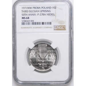 PRÓBA NIKIEL 10 złotych 1971 Powstanie Śląskie