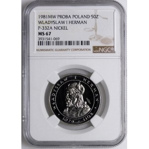 PRÓBA NIKIEL 50 złotych 1981 Władysław Herman