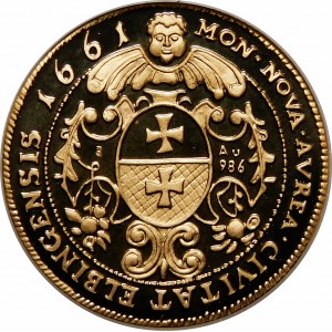 A replica of the Elbląg Ducat of John II Casimir of 1661.