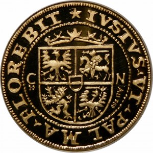 A replica of the Cracow Ducat of Sigismund I the Old, dated 1529.