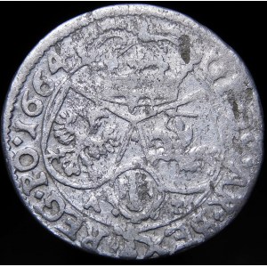 Johannes II. Kasimir, Sixpence 1664 AT, Krakau - seltener