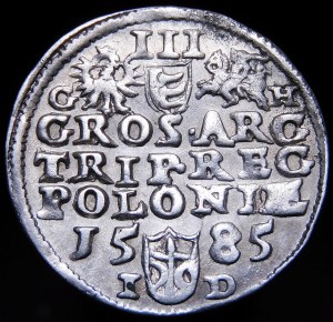 Stefan Batory, Trojak 1585, Olkusz - G-H by the coats of arms