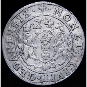 Zikmund III Vasa, Ort 1624/3, Gdaňsk - proražená datace, PR - varianta