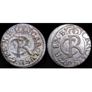 Inflanty - Pod panowaniem szwedzkim, Karol XI, Szeląg 1661 i 1663, Ryga - zestaw (szt. 2)