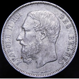 Belgicko, Leopold II, 5 frankov 1873, Brusel