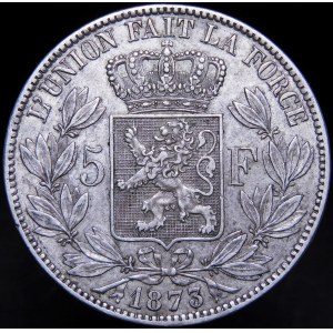 Belgie, Leopold II, 5 franků 1873, Brusel