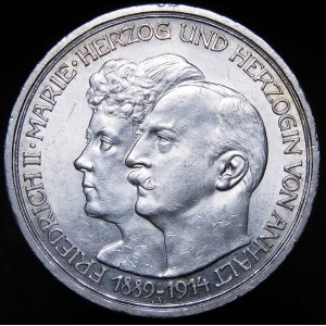 Německo, Anhaltsko, Frederick II, 3 značky 1914 A Berlin