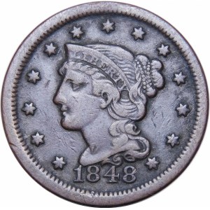 USA, 1 cent 1848 Mladá hlava
