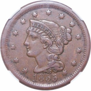 USA, 1 cent 1855 Young Head