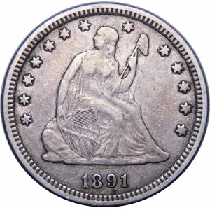 USA, 25 centů 1891 Seated Liberty