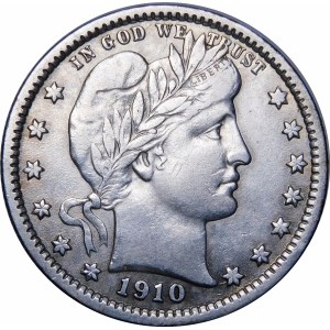 USA, 25 centov Barber 1910