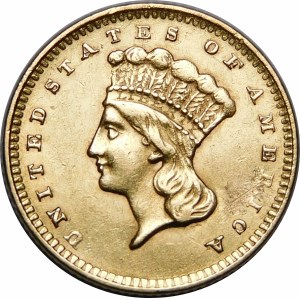 USA, 1 dolár 1856 Hlava indiánskej princeznej, veľká hlava