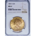 USA, 20 dolarów 1883 Double Eagle - WYŚMIENITE