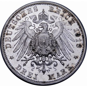 Německo, Sasko, Frederick August III, 3 marky 1913 E Muldenhütten