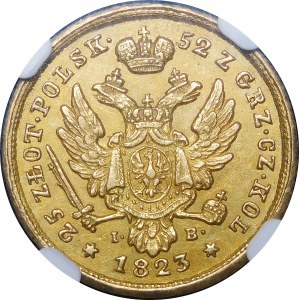 Kongresové kráľovstvo, Alexander I, 25 zlatých 1823 IB, Varšava - rarita