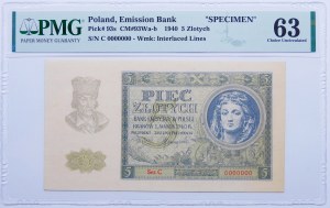 5 złotych 1940 C 0000000 WZÓR - RZADKIE