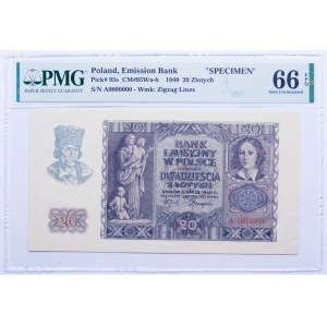 20 złotych 1940 A 0000000 WZÓR - RZADKIE - JEDYNY