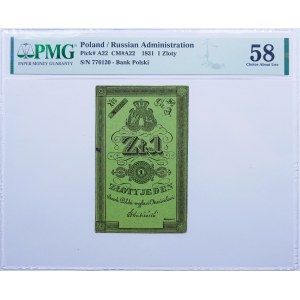 1 Zloty 1831 Novemberaufstand (ADNOTATION) - PMG 58 - ONE