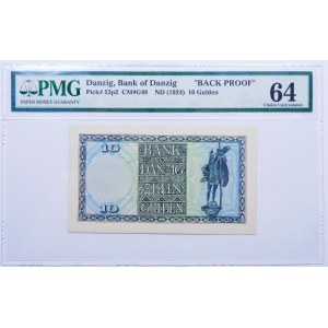 10 Gulden 1924 WMG SPECIMEN - BACK PROF - ONE