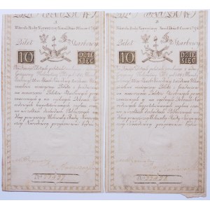 Pair of 2 x 10 gold 1794 - series and consecutive numbers - A 33437 / B 33438