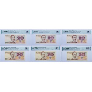 Lot 6 x 20 złotych 1982 ser. AC, AD, AE, AF, AG, AH