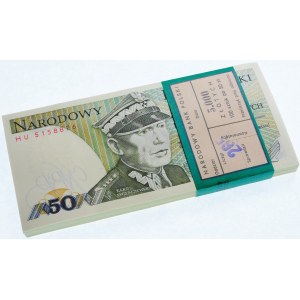 Paczka bankowa 50 złotych 1988 ser. HU (100 sztuk) NR1