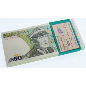 Paczka bankowa 50 złotych 1988 ser. HU (100 sztuk) NR2