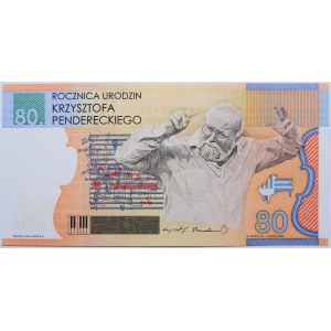 Testovacia bankovka PWPW - 80. narodeniny Krzysztofa Pendereckého
