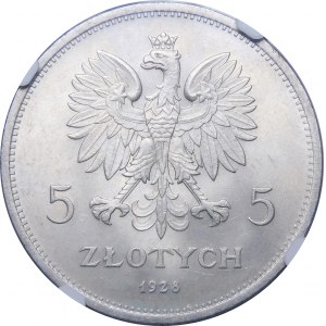 5 złotych Nike 1928 ZZM Warszawa - OKAZOWA - UNIKATOWA