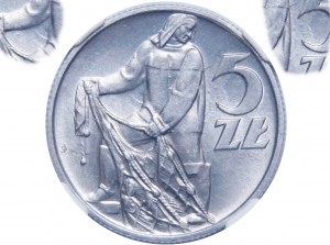 5 złotych Rybak 1959 - podwójne SŁONECZKO - BARDZO RZADKA