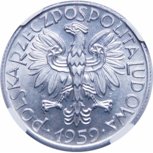 5 złotych Rybak 1959 - podwójne SŁONECZKO - BARDZO RZADKA
