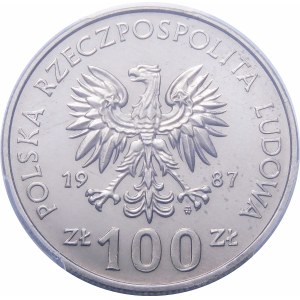 PRÓBA 100 złotych Kazimierz Wielki 1987 - MIEDZIONIKIEL - BARDZO RZADKA