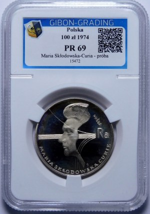 Próba 100 złotych Maria Skłodowska Curie 1974
