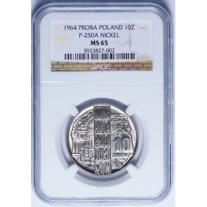 PRÓBA NIKIEL 10 złotych 1964 Nowa Huta Płock Turoszów