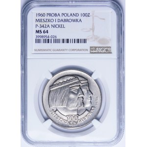 PRÓBA NIKIEL 100 złotych 1960 Mieszko i Dąbrówka