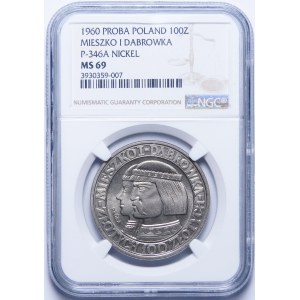 PRÓBA NIKIEL 100 złotych 1960 Mieszko i Dąbrówka - JEDYNA