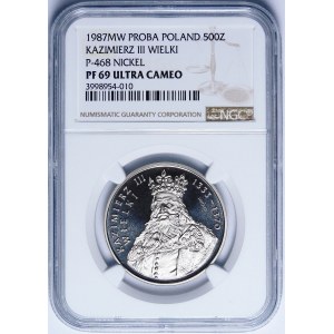 PRÓBA NIKIEL 500 złotych 1987 Kazimierz III Wielki