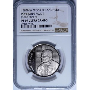 PRÓBA NIKIEL 10000 złotych 1989, Jan Paweł II - kratka