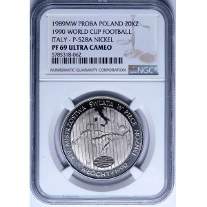 PRÓBA NIKIEL 20000 złotych 1989, XIV MŚ w Piłce Nożnej - Włochy 1990 - piłkarz